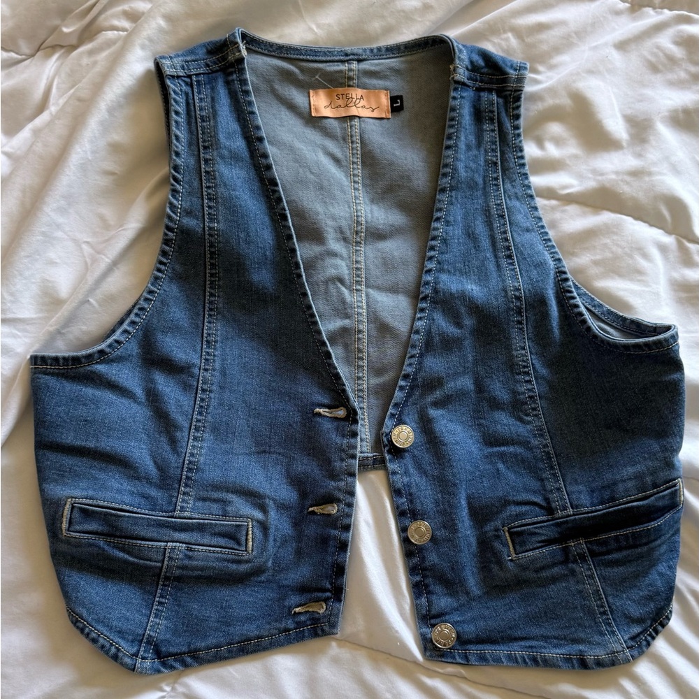 Stylish Blue Denim Vest